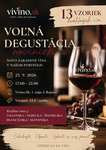 Degustacia vina Bojnice 25.9.2026 - novozaradené vína